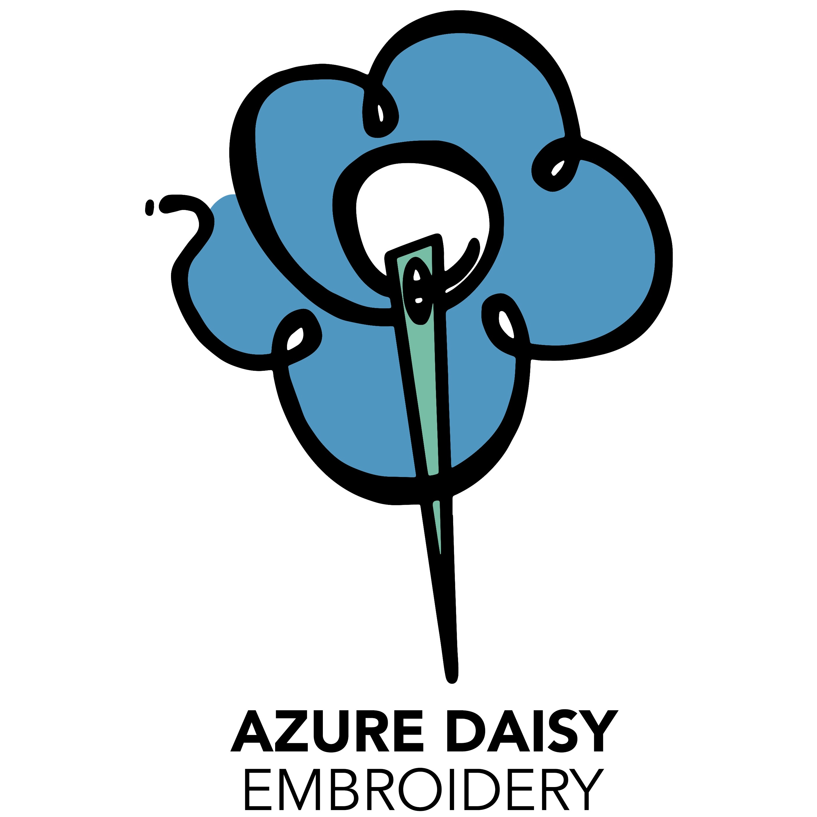Azure Daisy Embroidery Logo